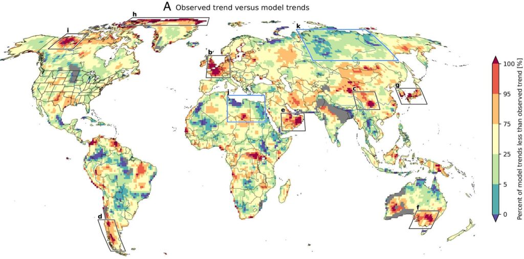 Mapa global de 'Hotspots' de Calor Extremo frente a Modelos Climáticos